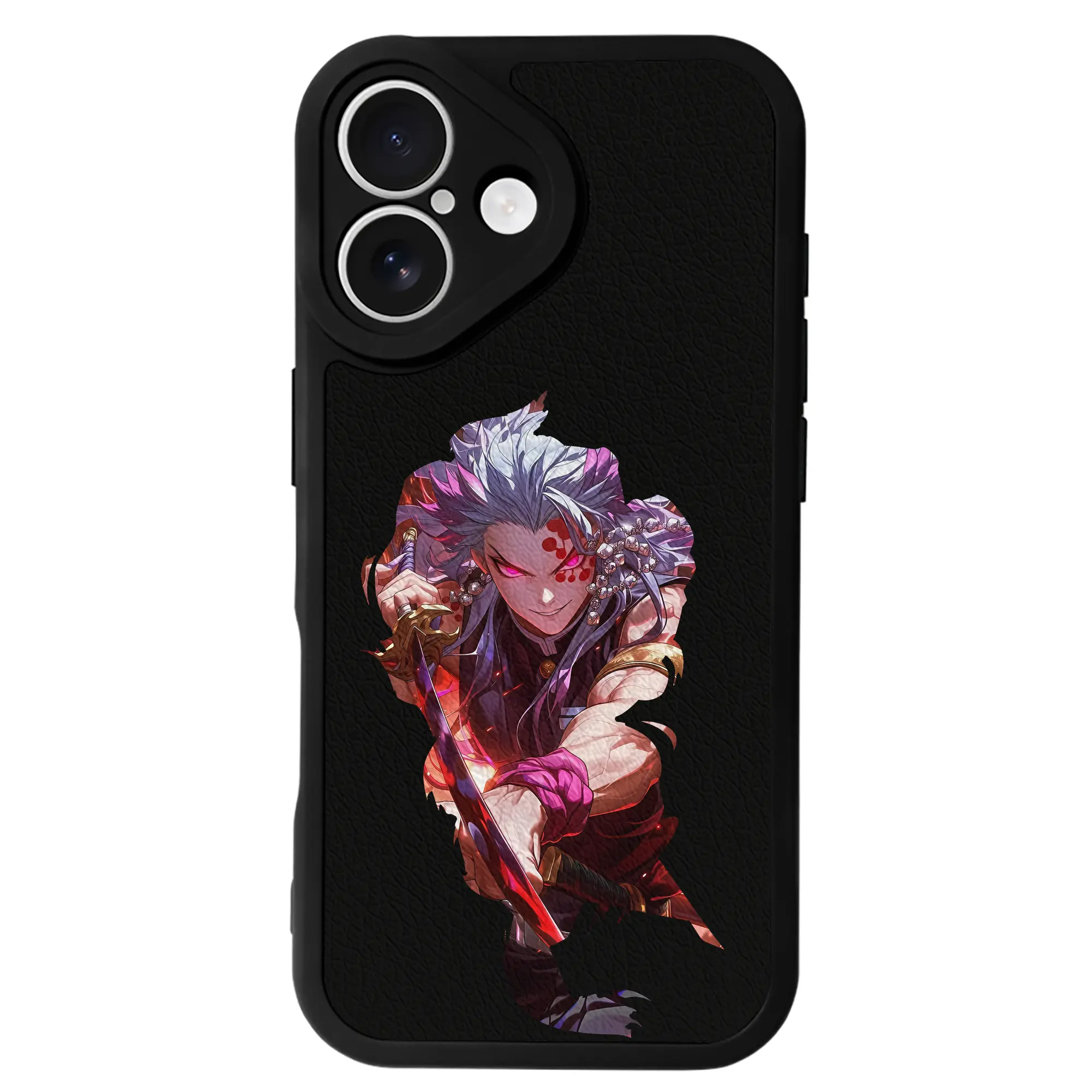 鬼滅の刃 グッズ,宇髄 天元 - IPhone 16シリーズ対応 ・ シリコンスマホケース ・ レザー調 ・ 高精度フィット ・ 耐衝撃 ・ ワイヤレス充電対応 ・ 精密カット